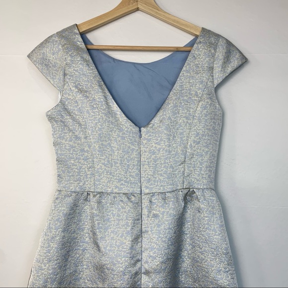 NWT Dessy Collection Bateau Neck Cap Sleeve Cocktail Dress Cloudy Gold 4 - Picture 11 of 13